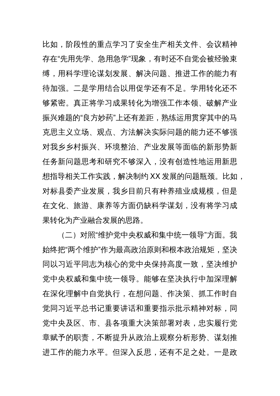 乡镇党委书记主题教育专题民主生活会资料（七个方面、政绩观、反面典型案例剖析）_第2页