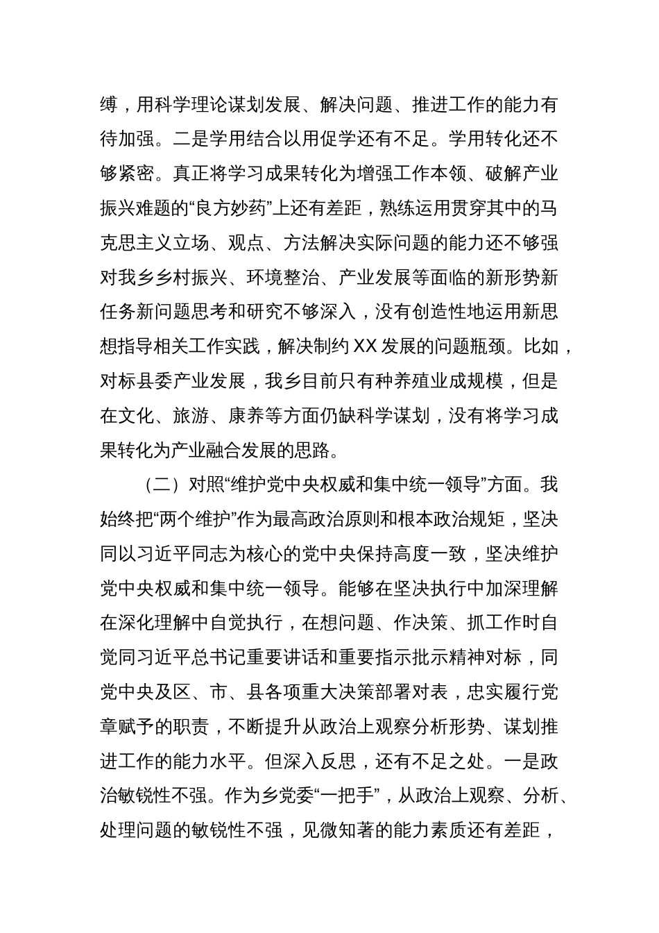 乡镇党委书记主题教育专题民主生活会资料_第2页