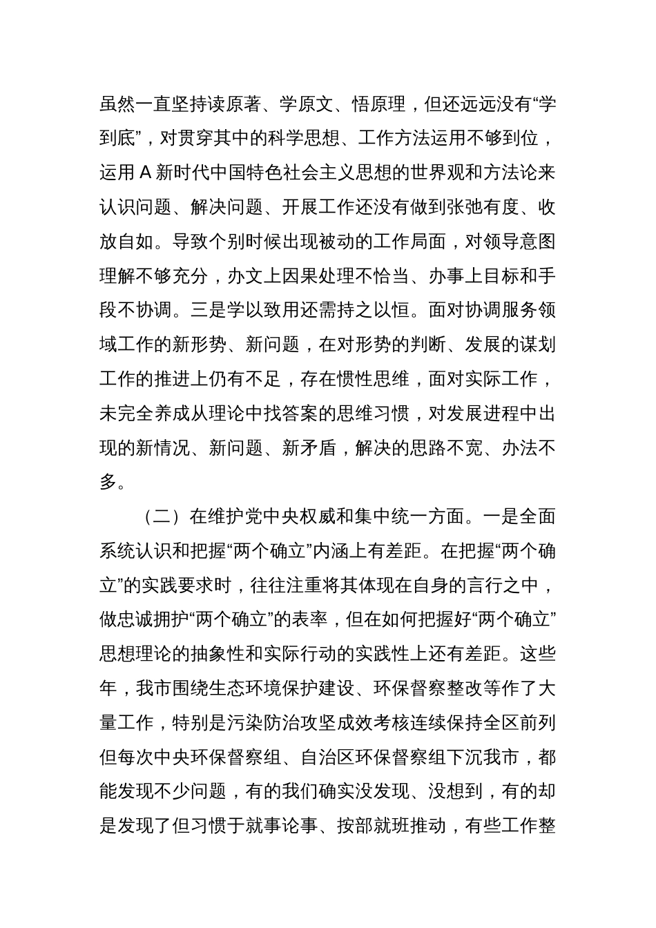 2023年度主题教育民主生活会个人对照检查（政府办）_第2页