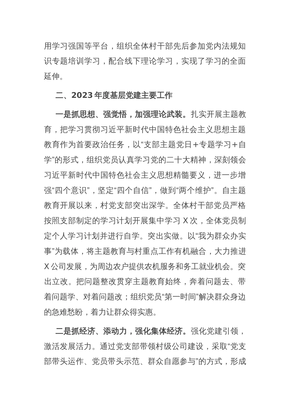 村2023年度基层党建工作述职报告_第2页