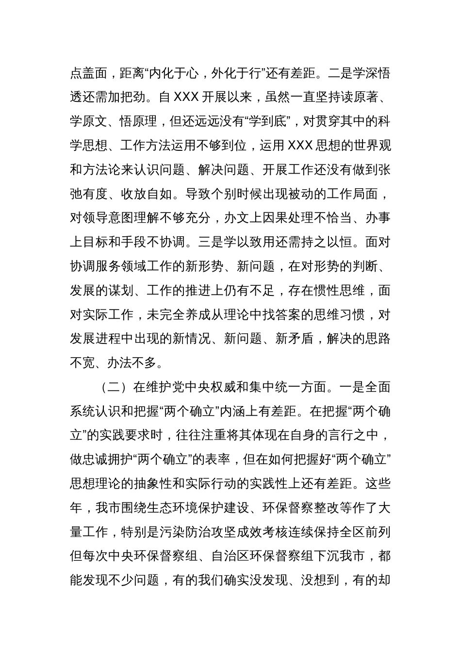 某市政府办副秘书长、副主任2023年度民主生活会对照检查材料（第二批、新六个方面）_第2页