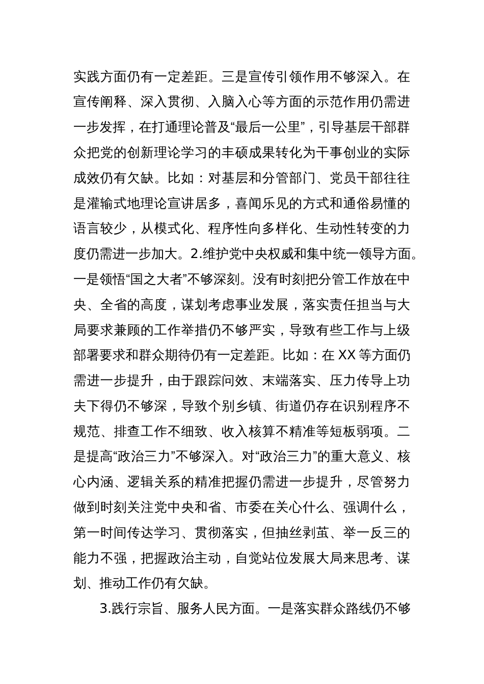 市委副书记2023年度专题民主生活会个人对照检查材料（践行宗旨等6个方面+政绩观+中华民族共同体+反面典型案例）_第2页