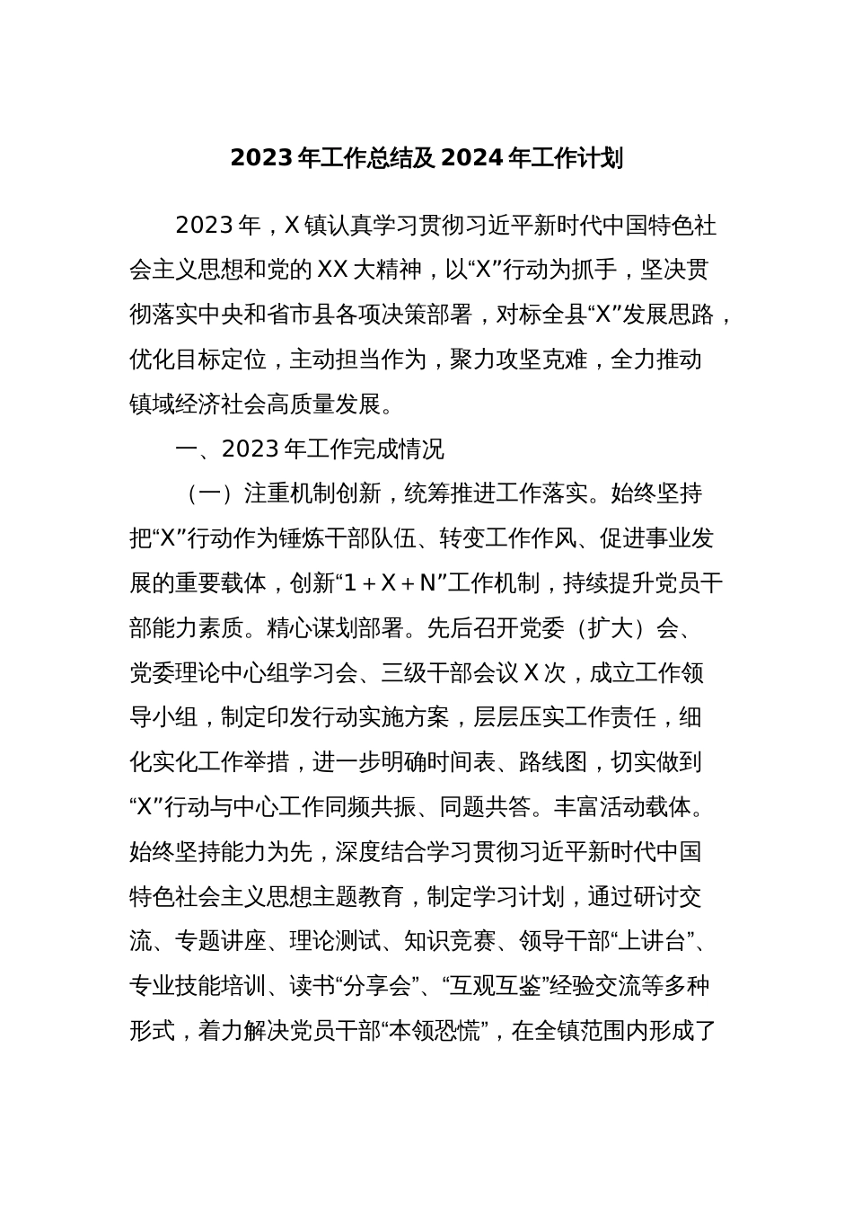 2023年工作总结及2024年工作计划 (4)_第1页