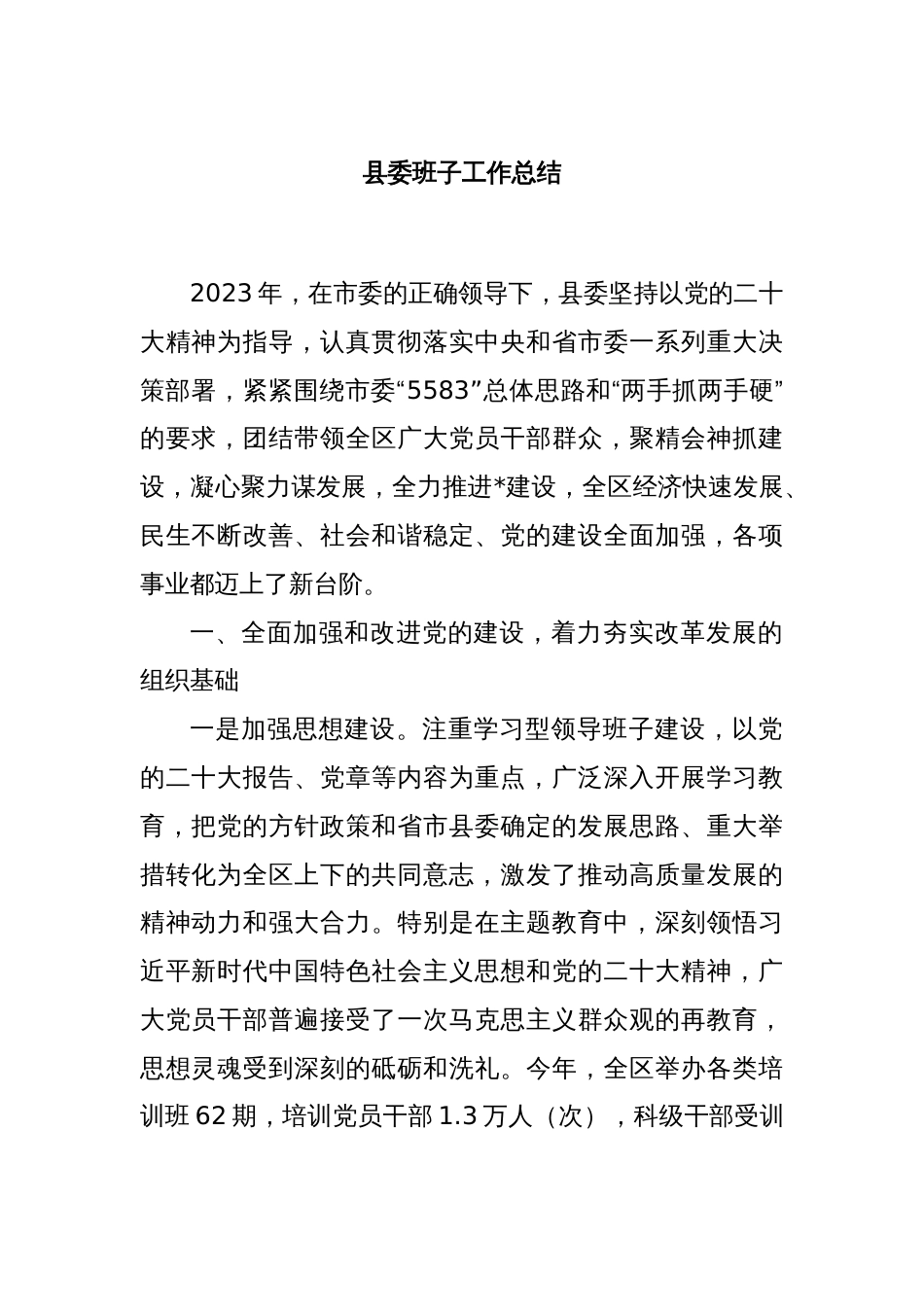 县委班子工作总结_第1页