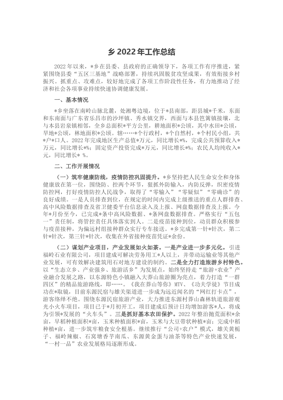 乡2022年工作总结_第1页