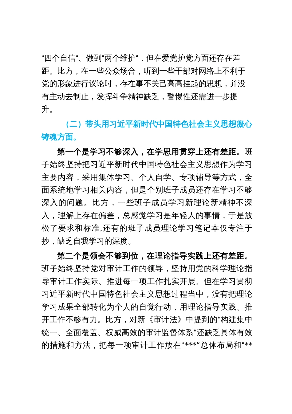 2022年区审计局党组民主生活会对照检查材_第2页