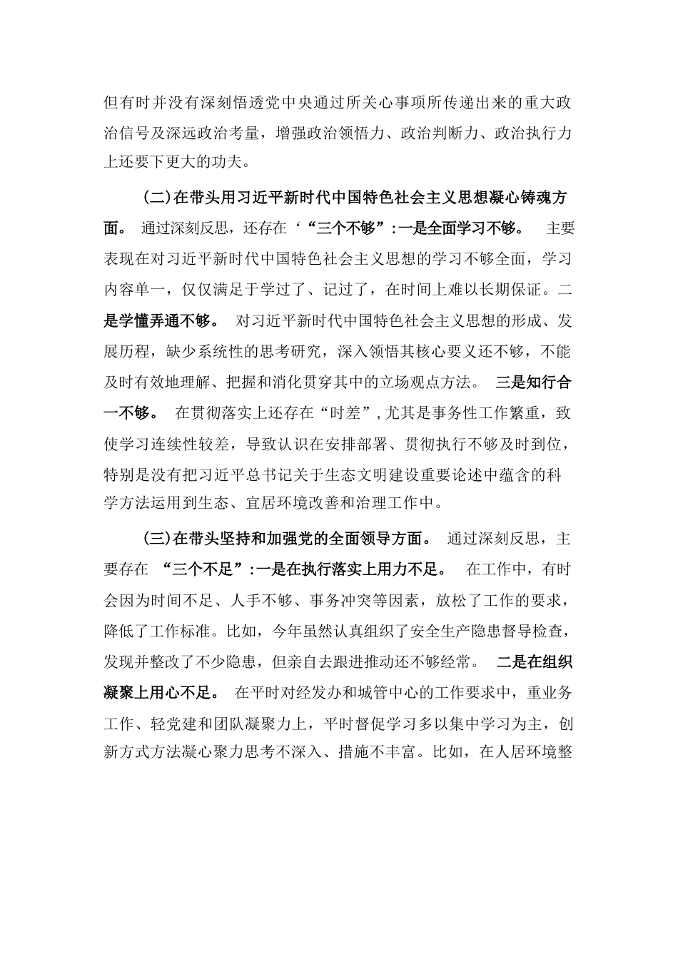 2022年度党员干部个人民主生活会发言材料_第2页