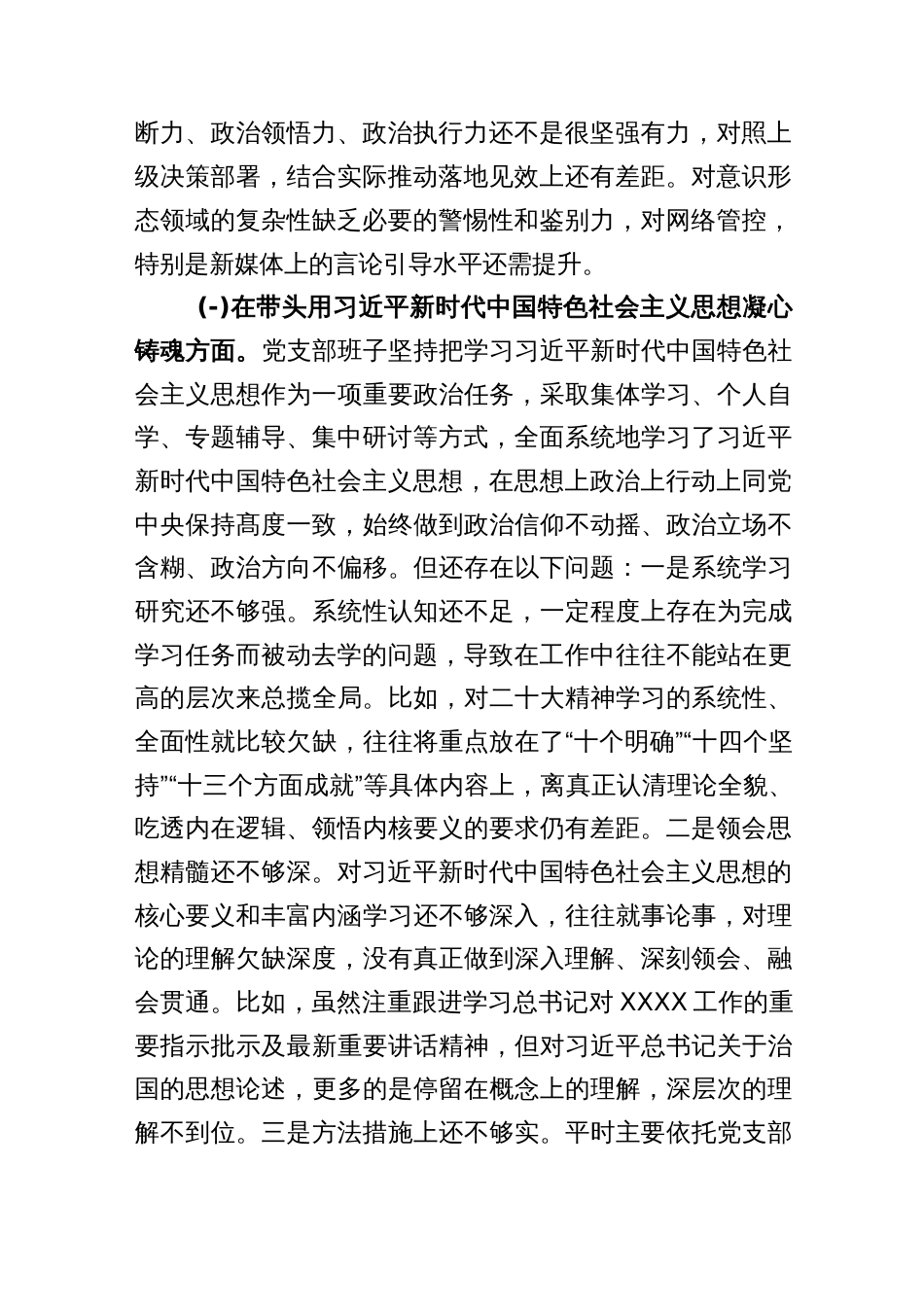 2022年度党支部班子民主生活会对照检查材料._第2页