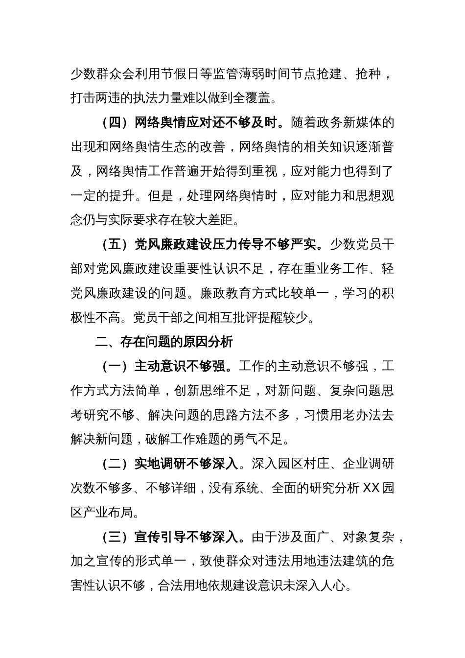 XX园区负责人落实市委巡察组反馈意见整改专题民主生活会发言提纲_第2页