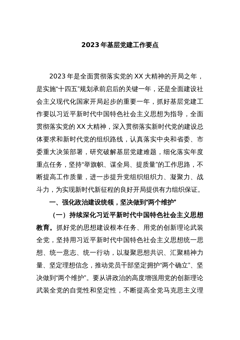 2023年基层党建工作要点_第1页
