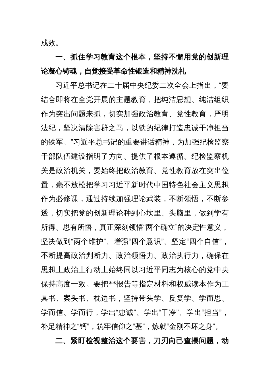 纪检监察干部队伍教育整顿的研讨发言稿_第2页