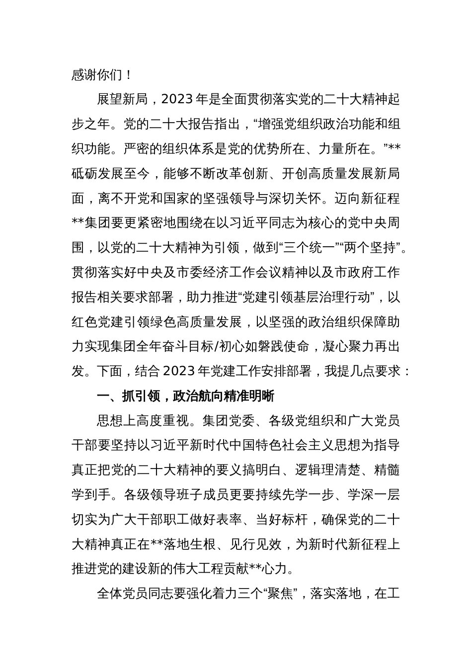 非公企业2023年党建工作部署会议讲话_第2页