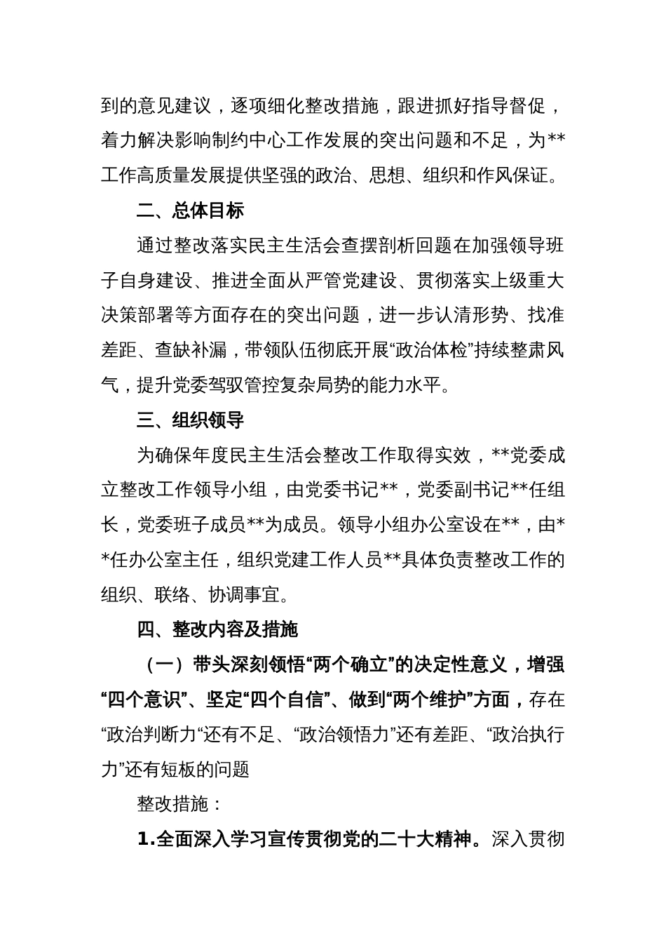 X局领导班子2022年度专题民主生活会整改方案_第2页
