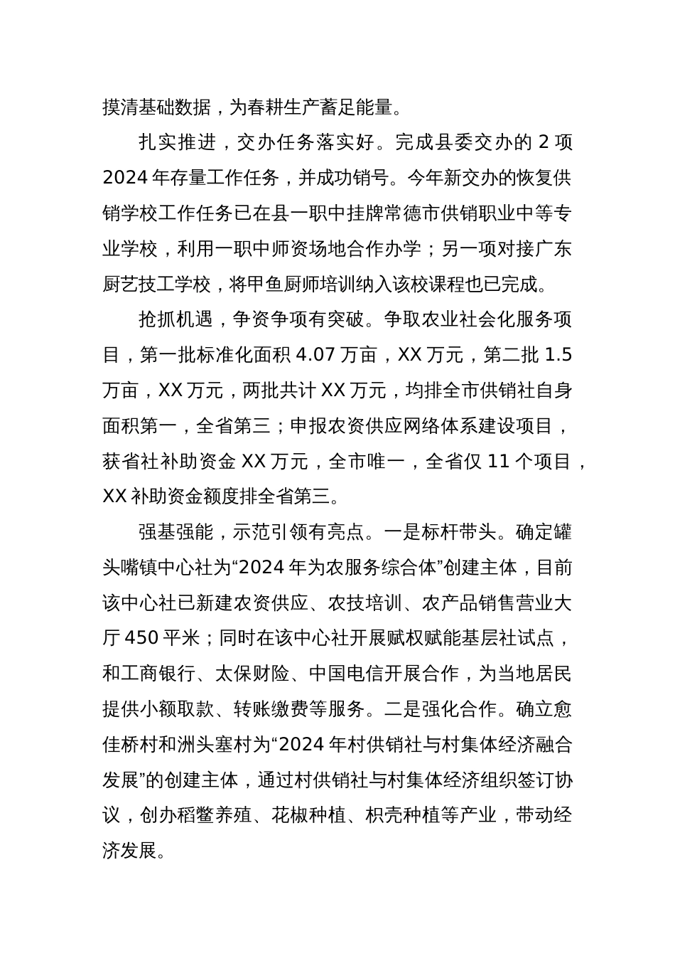 XX县供销合作联社2024年工作总结和2025年工作打算_第2页