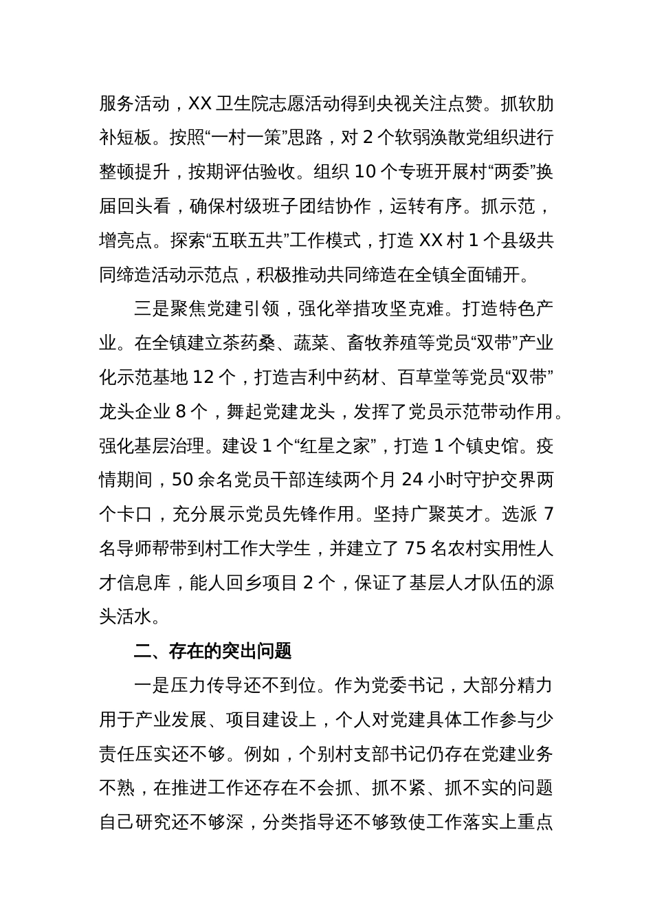 专管领导2022年度抓基层党建工作述职报告_第2页