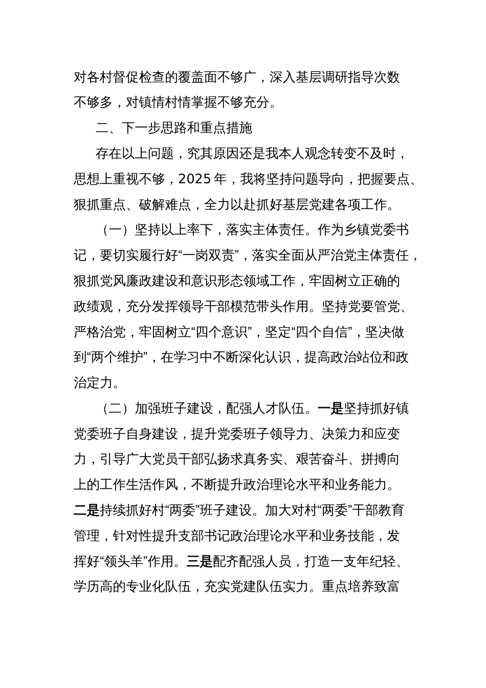 乡镇2024年度党建工作存在的问题和下一步工作打算_第2页