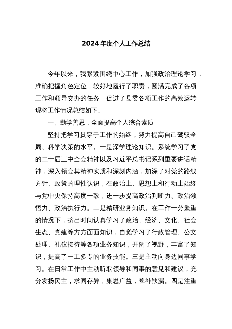 2024年度个人工作总结_第1页