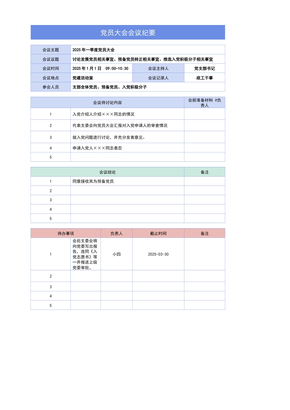 2025三会一课会议通知加会议纪要_第1页