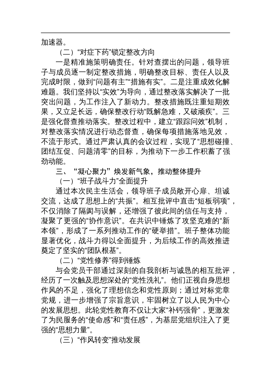 2024年度民主生活会召开情况的总结报告材料_第3页