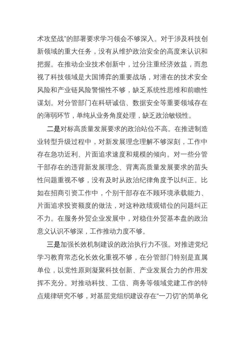 副市长在2024年民主生活会上的对照检查材料（四个带头）_第2页