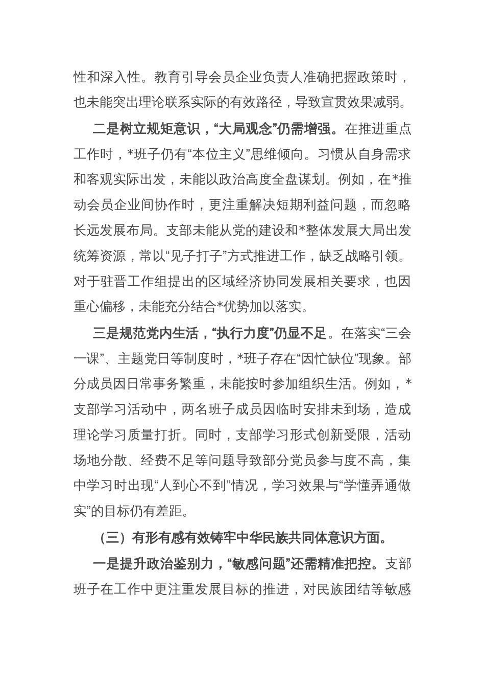 2024年组织生活会支部班子对照检查材料_第3页