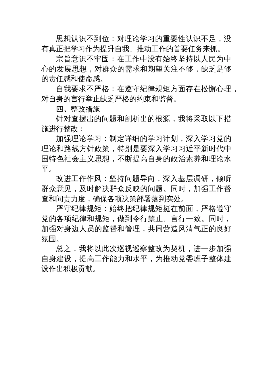 党委班子成员巡视巡察整改专题民主生活会个人发言材料_第2页