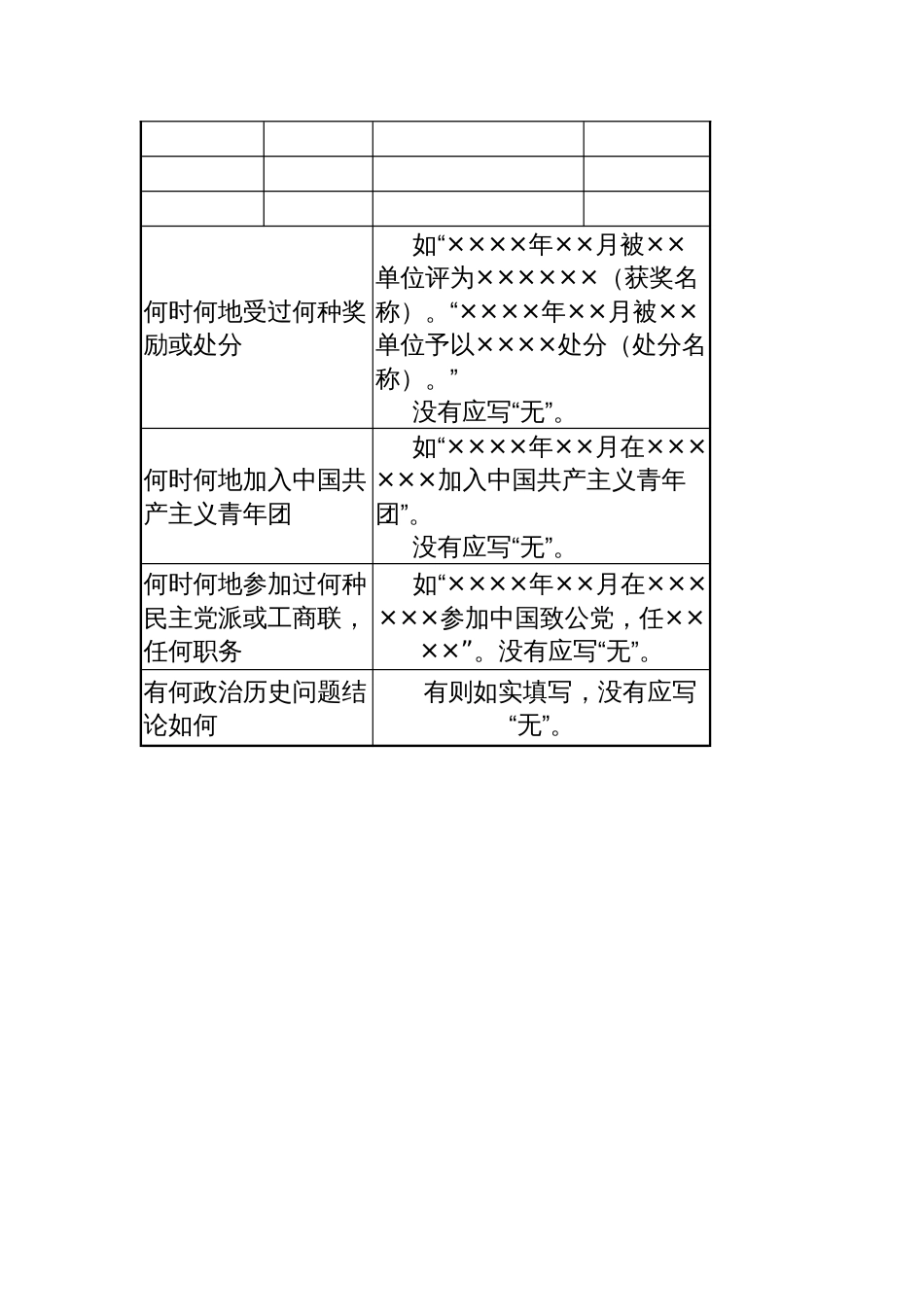 入党申请人登记表模版_第3页