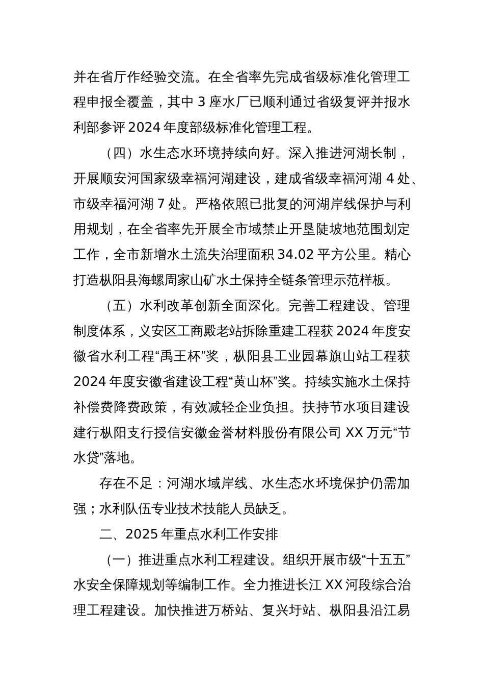 市水利局2024年工作总结和2025年工作谋划_第2页