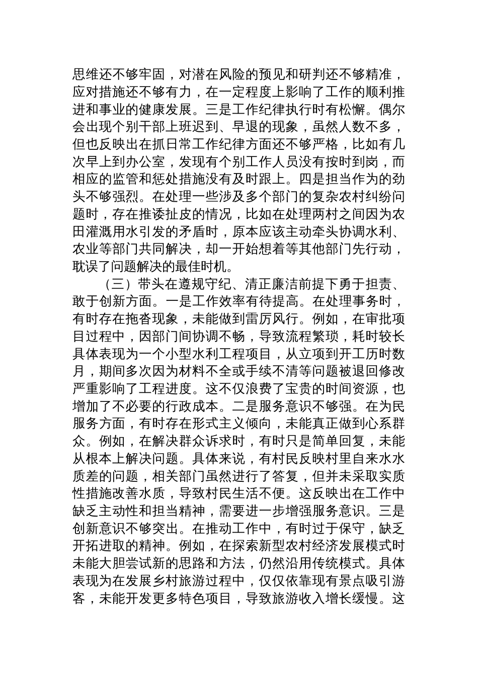 2025民主生活会班子成员个人对照检查材料8篇_第3页