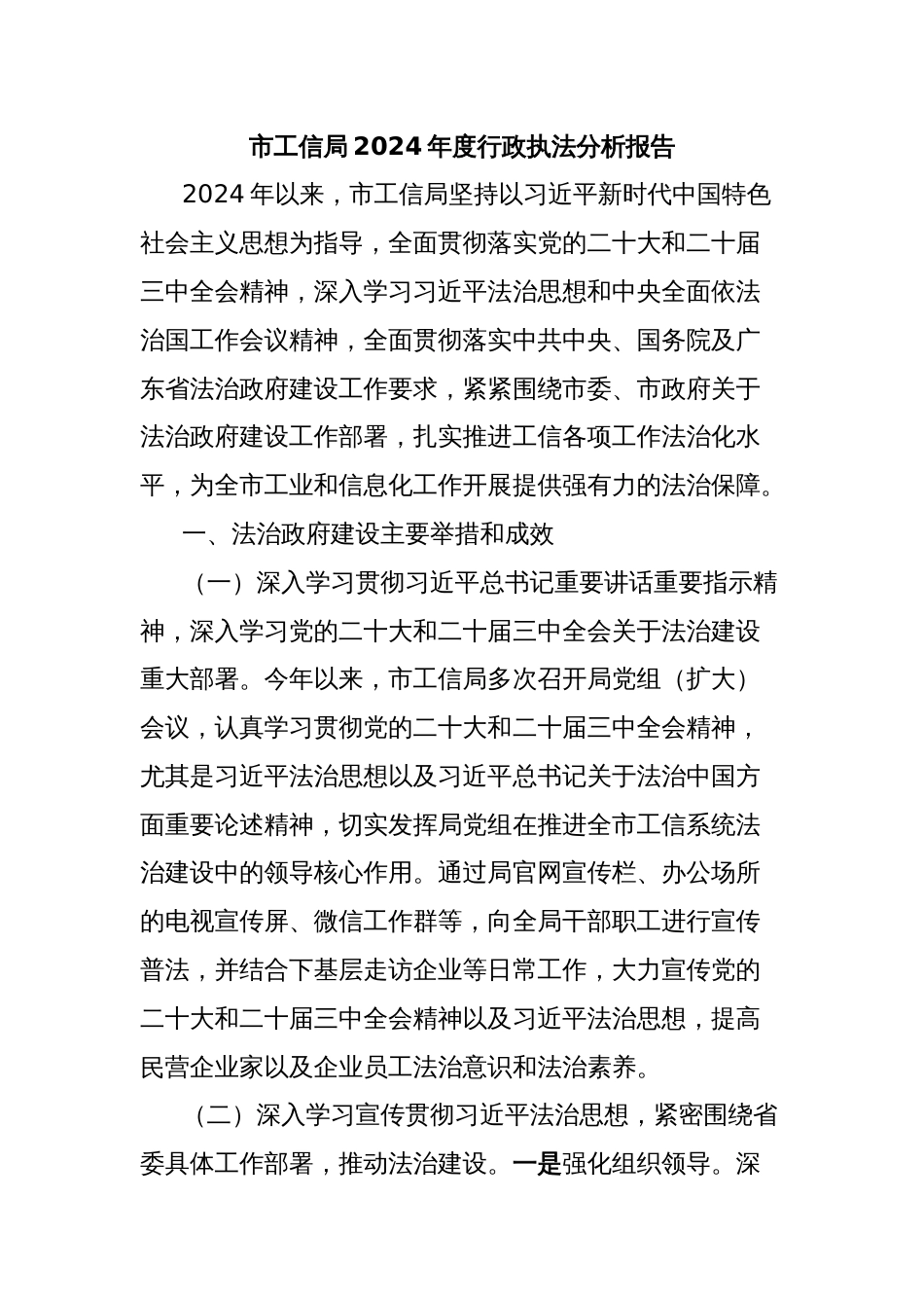 市工信局2024年度行政执法分析报告_第1页