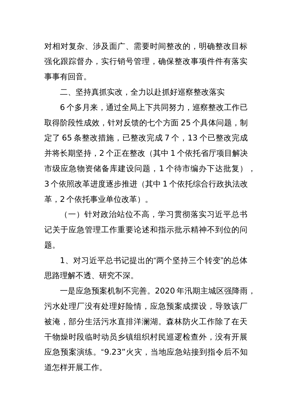 市应急管理局党委 关于市委巡察反馈问题整改落实情况报告_第3页