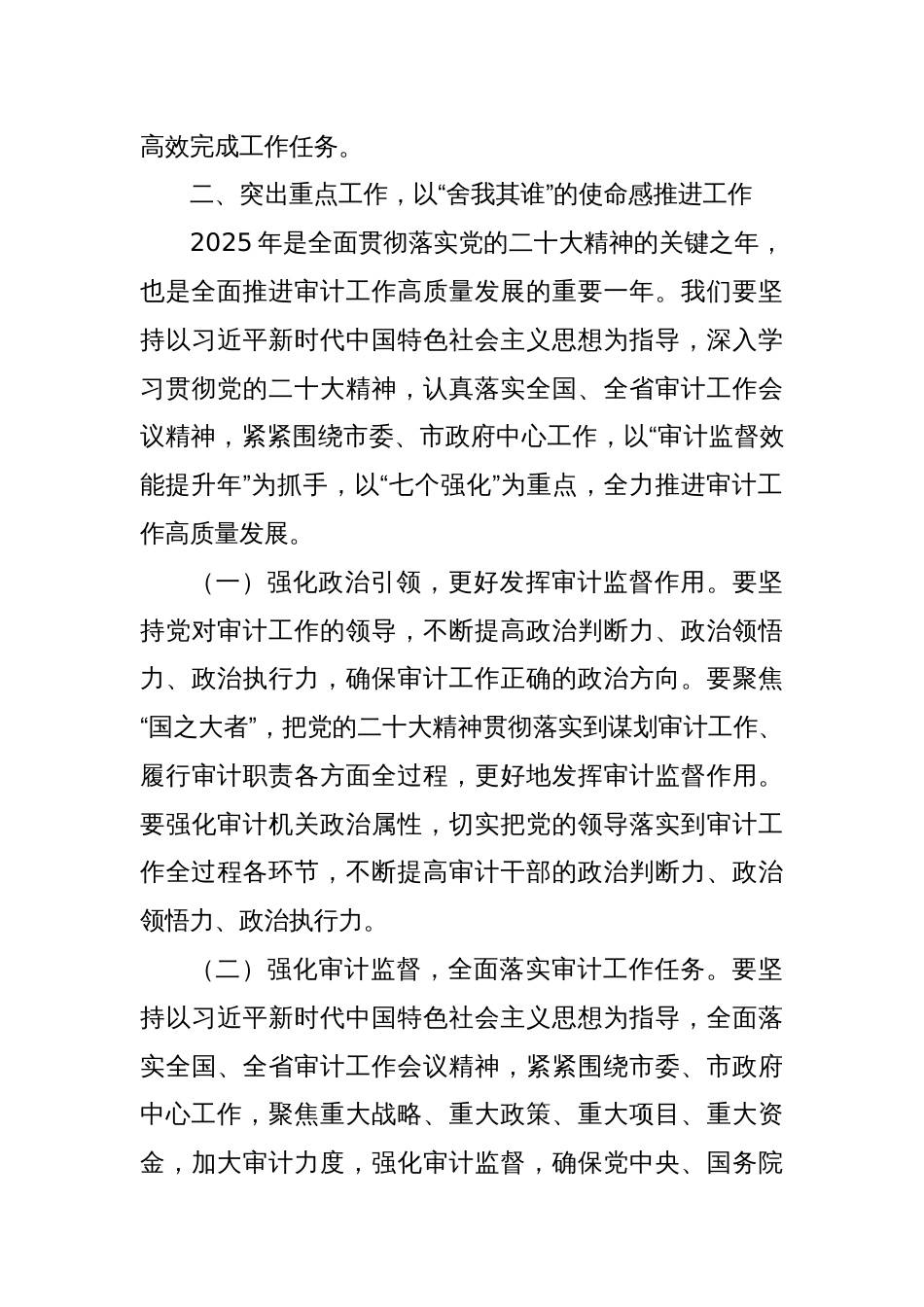 主要负责人在全体干部大会暨2025春节节后收心会上的讲话(审计)_第3页