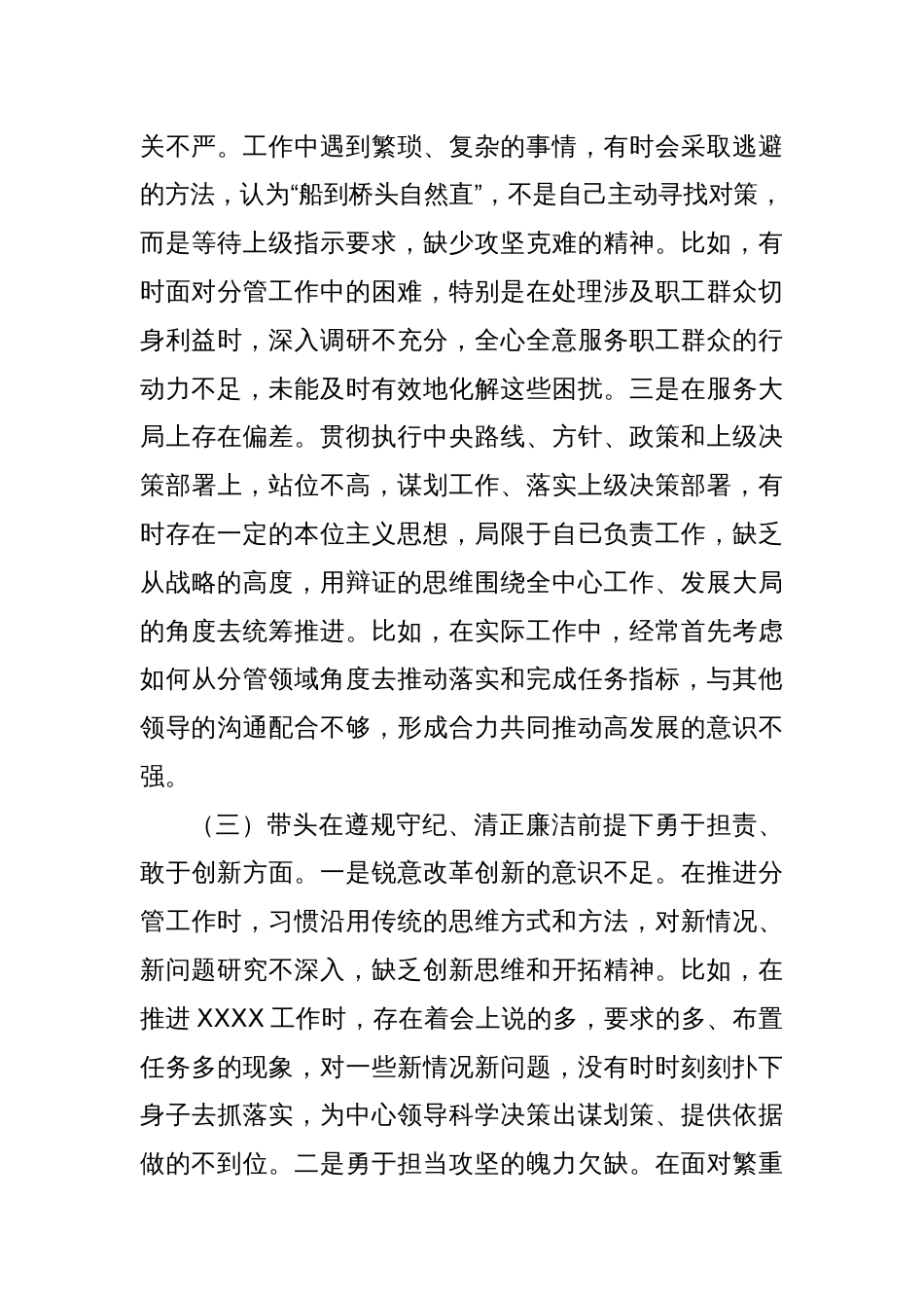 2024年度民主生活会个人对照检查材料(副职）_第3页