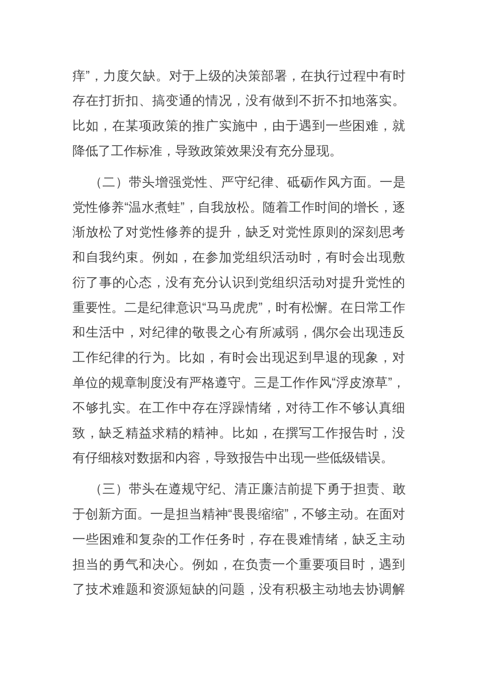 市直单位党员干部2024年度民主生活会、组织生活会对照检查发言材料_第2页