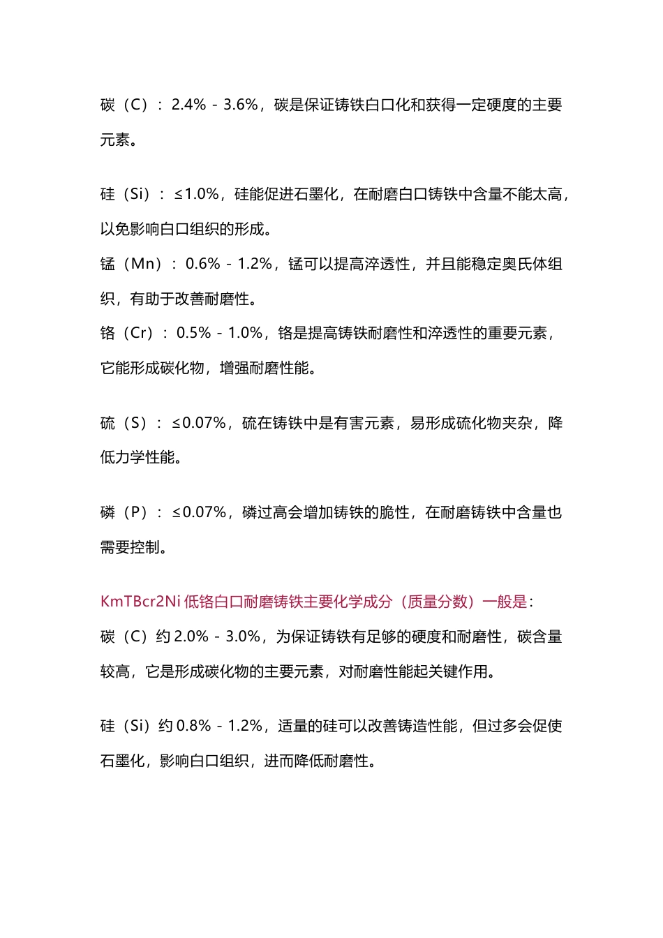 低铬耐磨白口铸铁牌号汇总及生产工艺参考_第1页