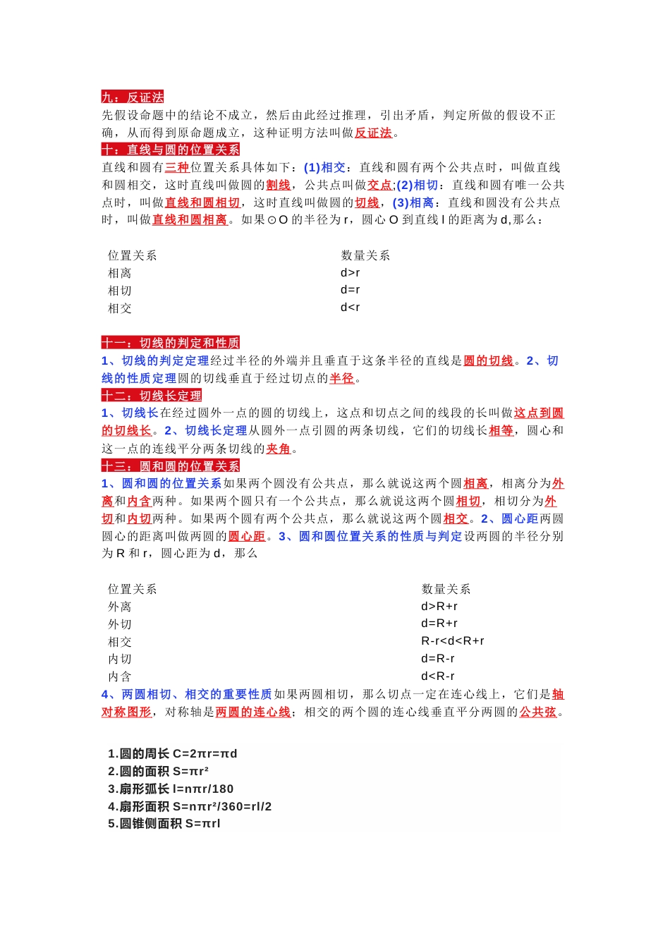 初中数学圆的知识点+常考公式_第2页