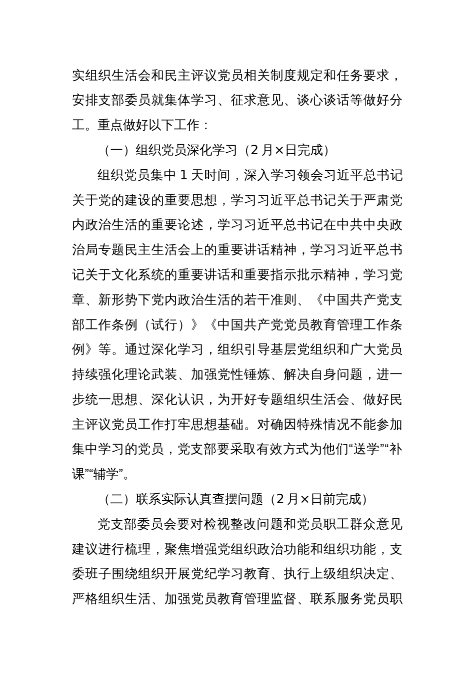 2024年度文化局党支部组织生活会和开展民主评议党员实施方案_第2页