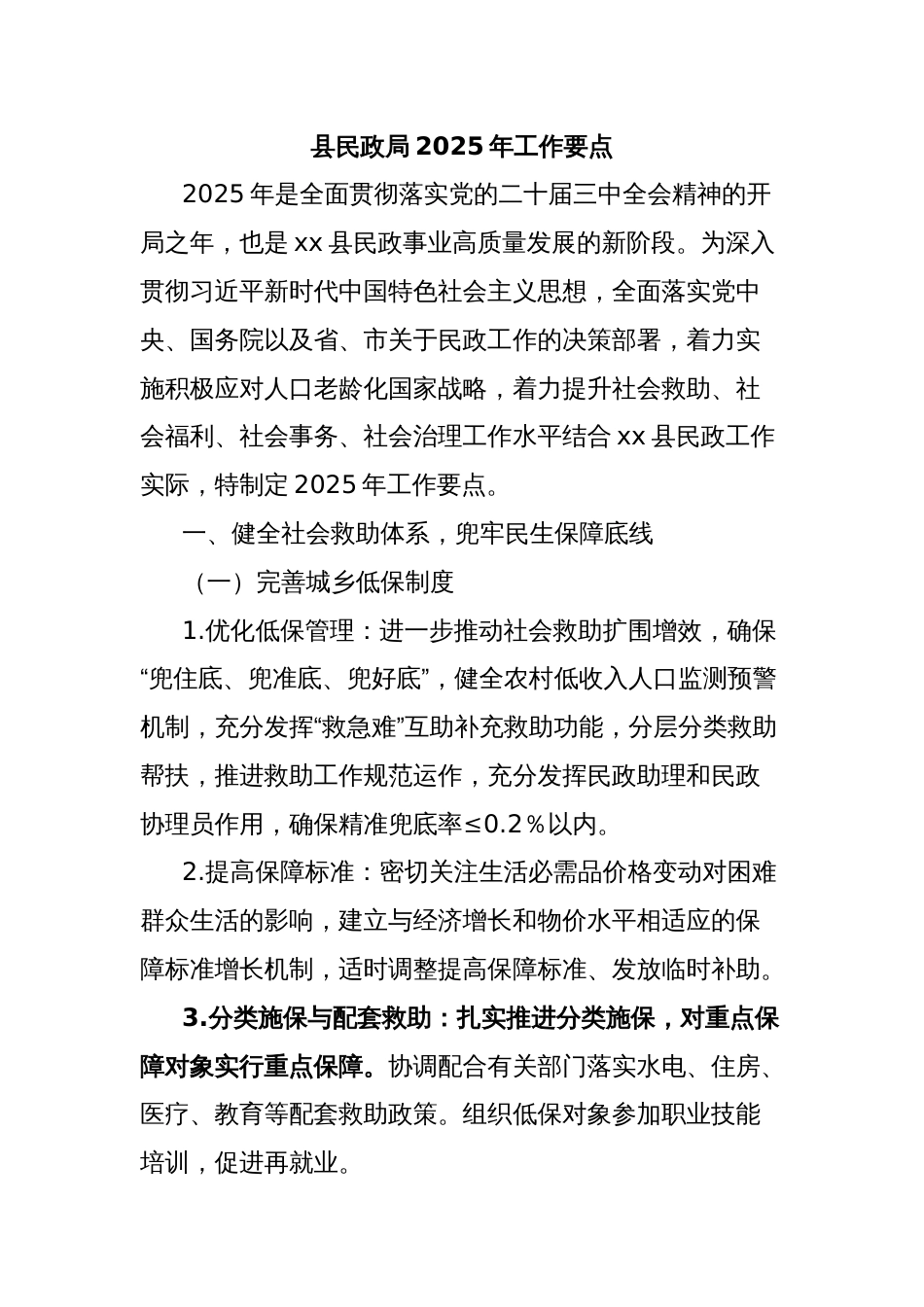 县民政局2025年工作要点_第1页