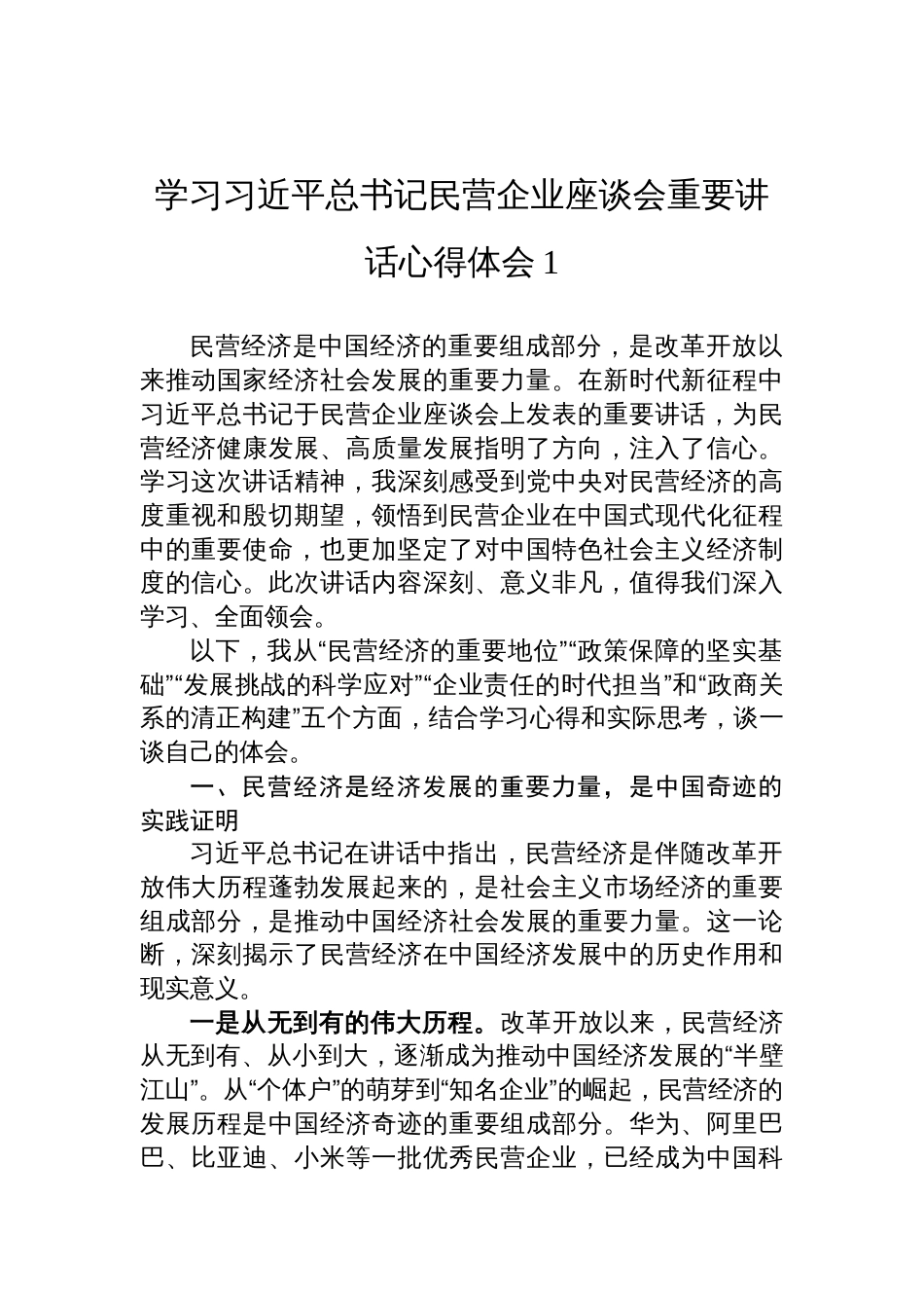 2025学习民营企业座谈会重要讲话心得体会汇编（7篇）_第2页