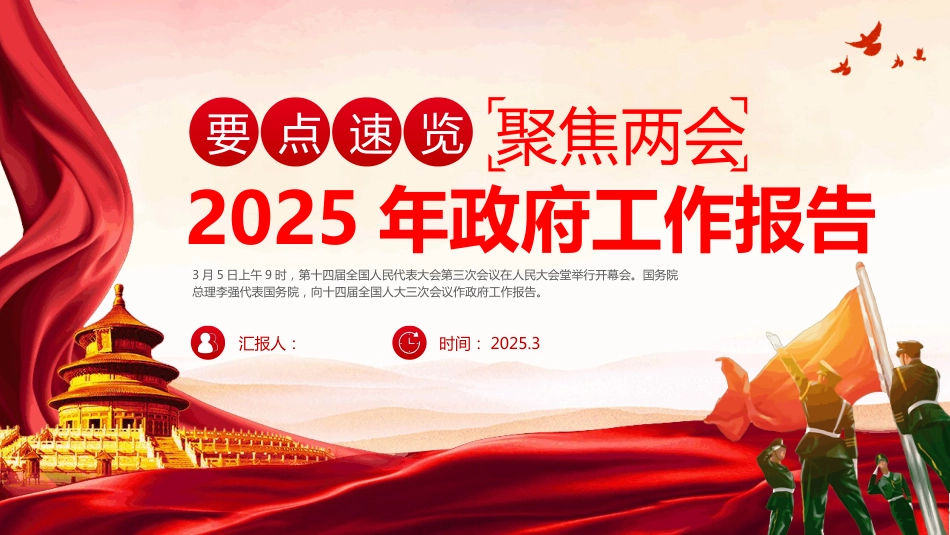 2025年政 府工作报告要点速览PPT两会学习课件_第1页