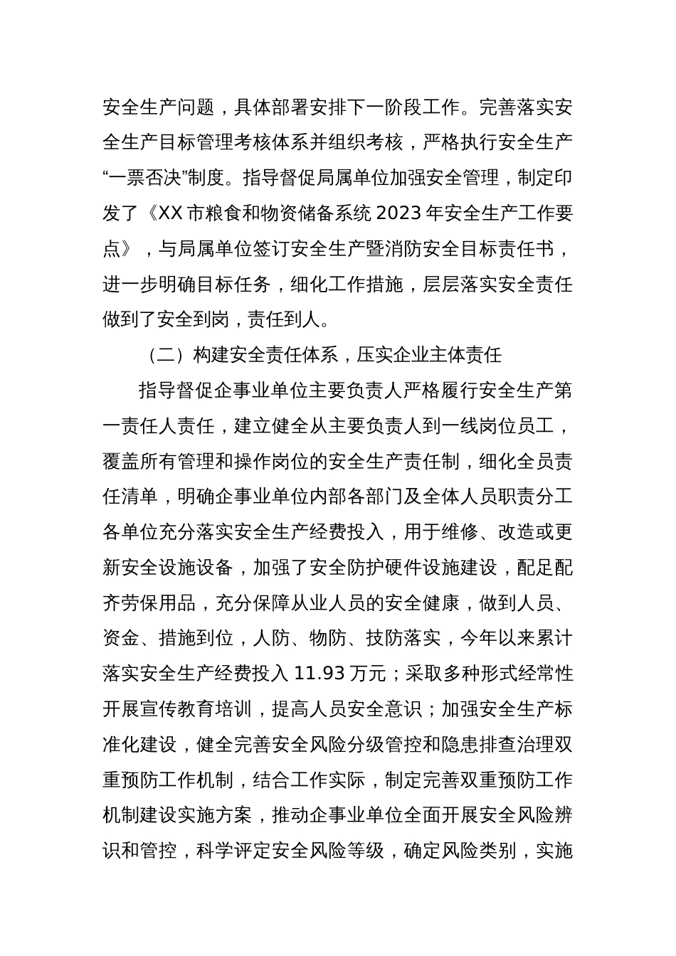 市粮食和物资储备局关于202x年上半年安全生产工作总结的报告_第2页