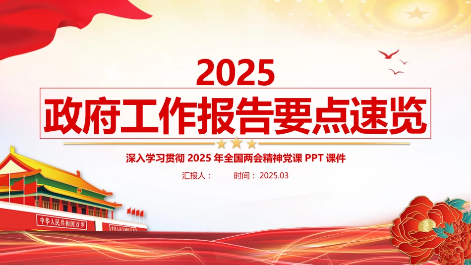 2025年政 府工作报告PPT两会学习课件_第1页