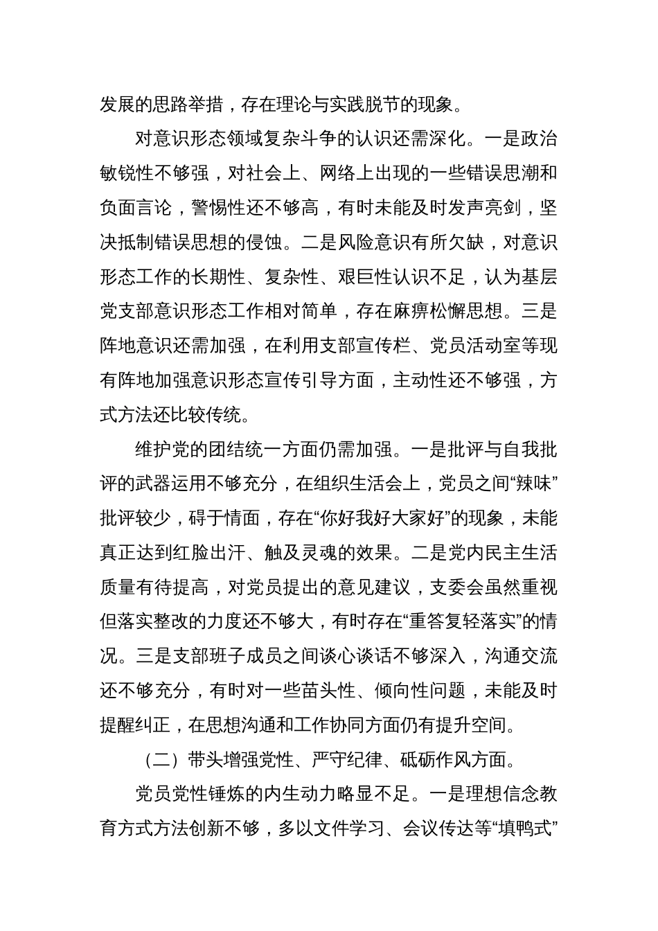 2024年度组织生活会班子对照检查材料_第2页