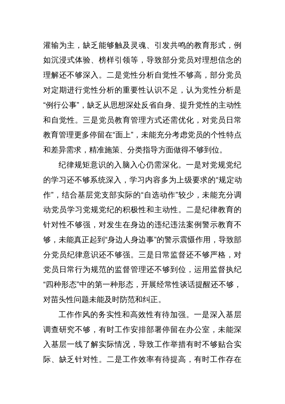2024年度组织生活会班子对照检查材料_第3页