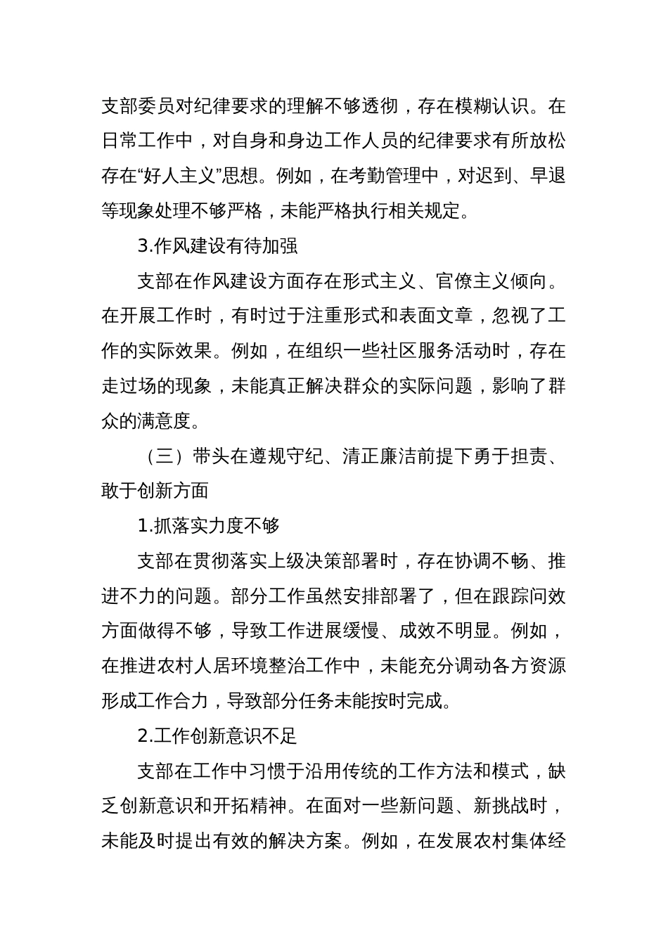 2024年度组织生活会支部对照检查材料（“四个带头”）_第3页