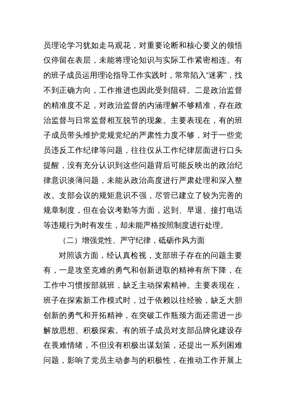 党支部支委班子组织生活会对照检查发言材料_第2页