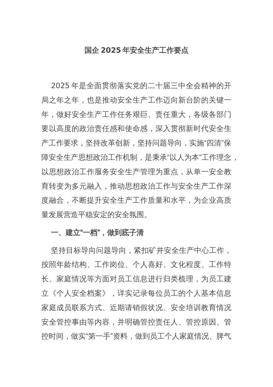 国企2025年安全生产工作要点_第1页