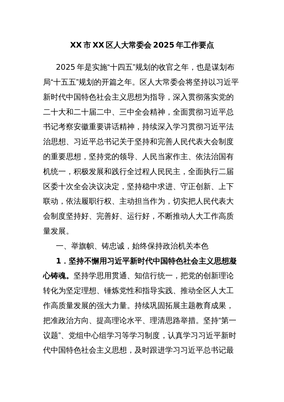 区人大常委会2025年工作要点_第1页