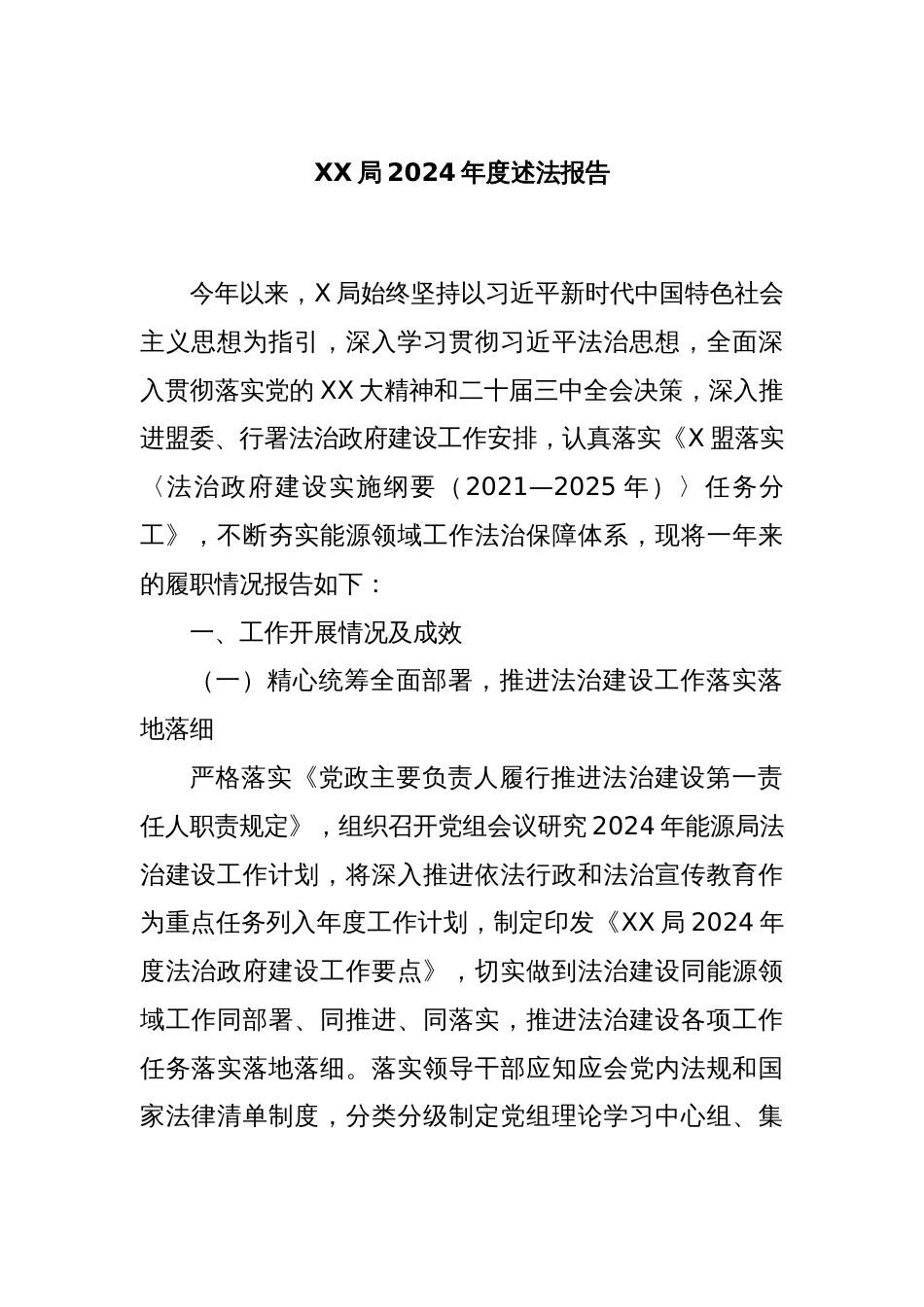 XX局2024年度述法报告_第1页