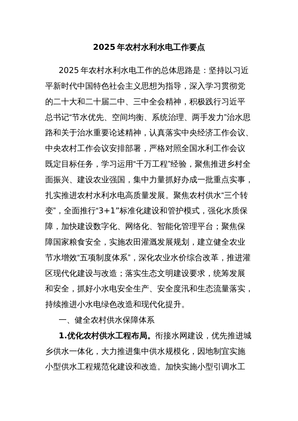 2025年农村水利水电工作要点_第1页